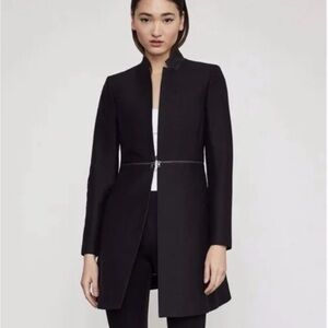 BCBGMaxAzria Arelia Zip Waist A-Line Essential Jacket Black L Tuxedo Goth Chic